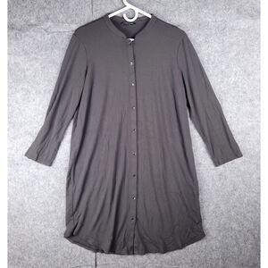 Eileen Fisher Dress Women's Small Jersey Viscose Stretch 3/4 Sleeve Button Up